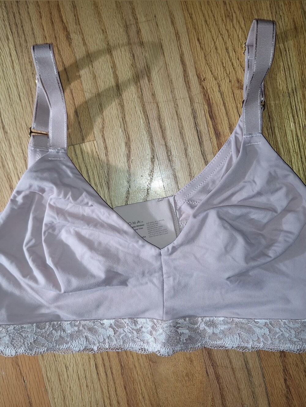 Soma XL Bralette Embraceable Wireless Unlined Lace Trim NWOT Blush Pink